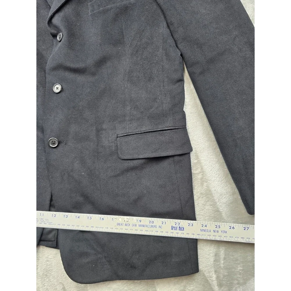 Vintage Tommy Hilfiger Corduroy Blazer Jacket Mens 44L Black Crest Made in USA